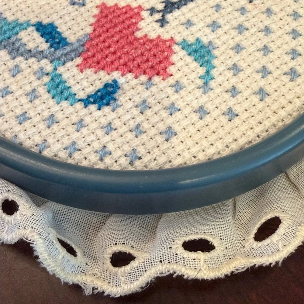 Floral Embroidered White Journal Notebook/ Cross Stitch Friendship decor Bundle